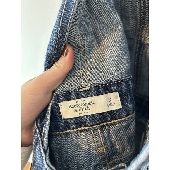 Abercrombie & Fitch Shortalls Distressed Y2k 90s Cutoff Overall Shorts Size S - Picture 3 of 3